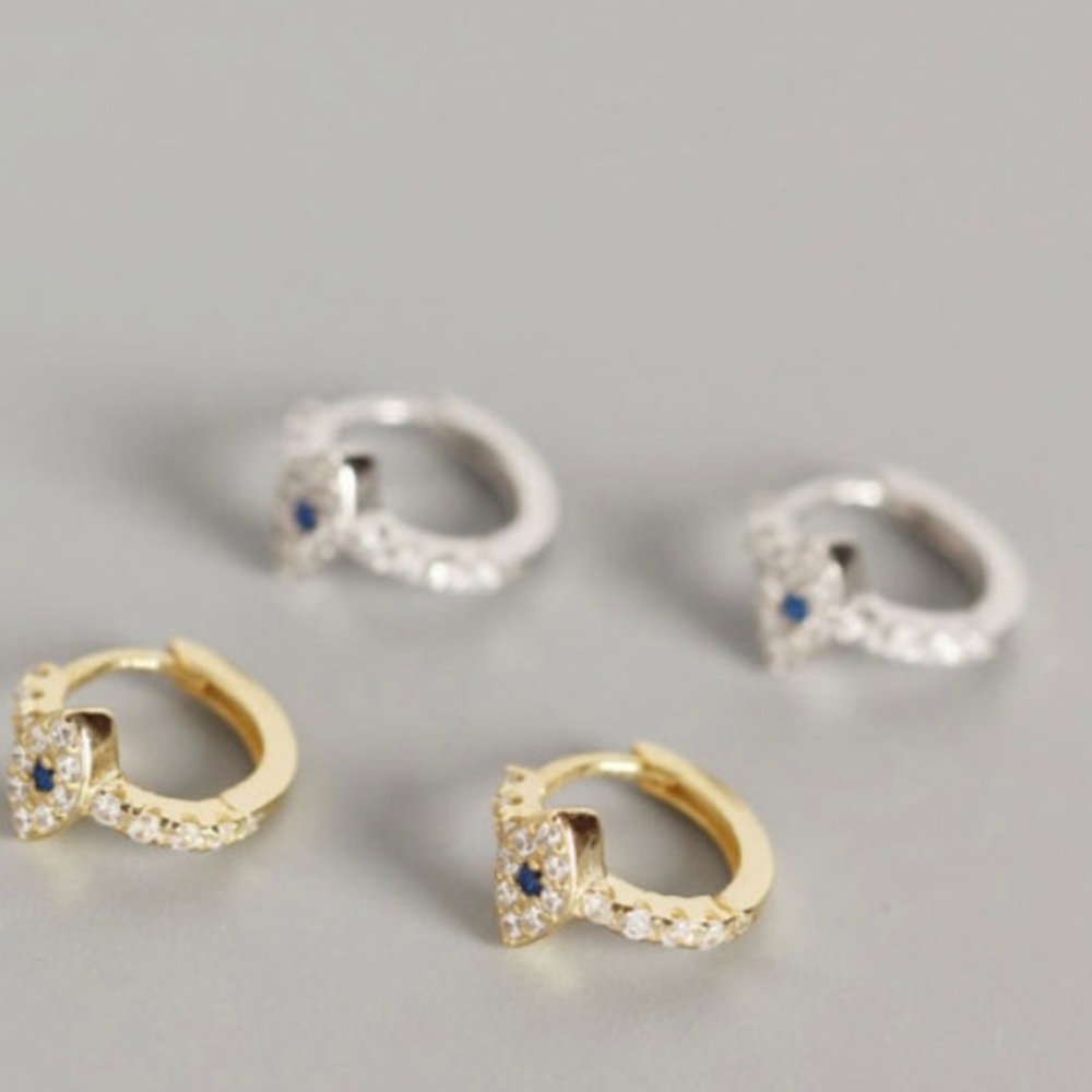 Cubic zirconia eye hoop earrings